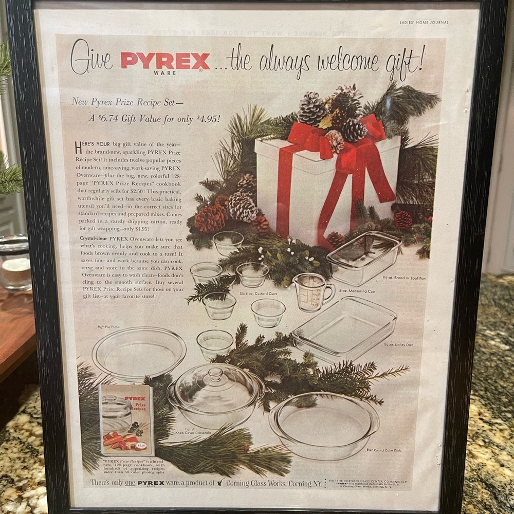 Vintage Pyrex Advertisement Page & Framed Picture